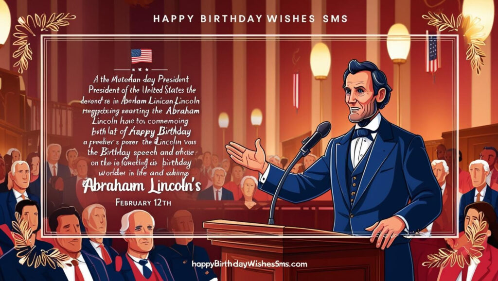 America's 16th President is providing speech. Respect on Happy Birthday of Abraham Lincoln on 12th February 