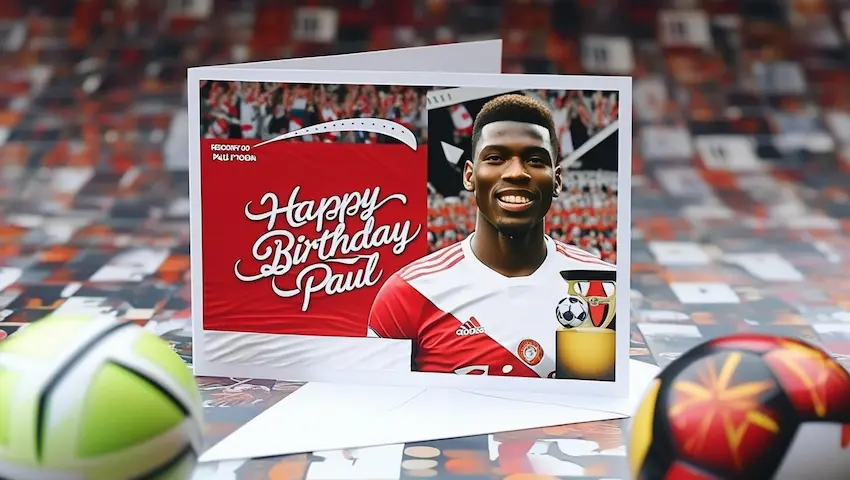 Happy Birthday Wishes Card for Paul Pogba