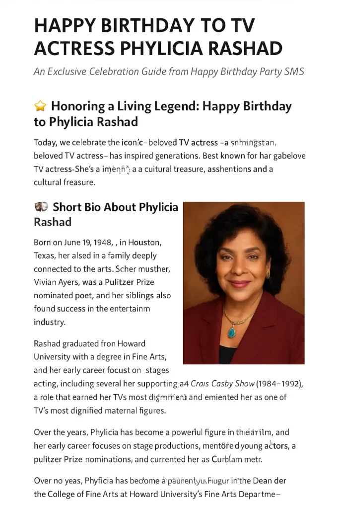 Birthday Wishes Messages for Phylicia Rashad
